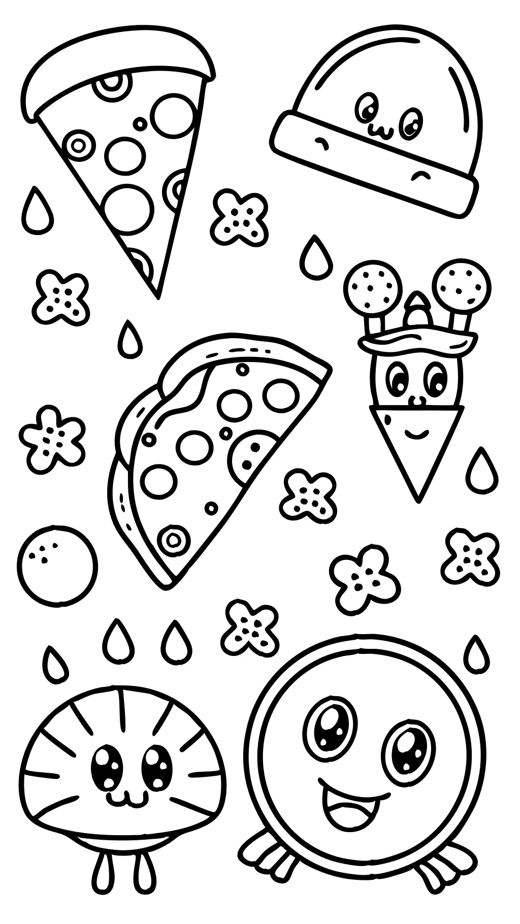 Páginas para colorear de una pizza